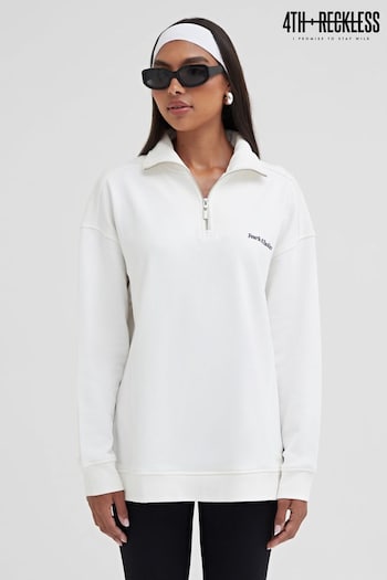 4th & Reckless Cream Marla Half Zip Polo Sweatshirt (K73759) | £40