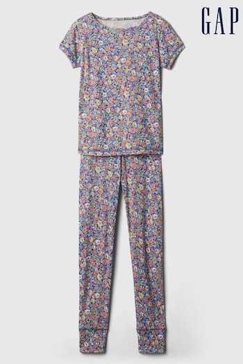 Gap Navy Blue Organic Cotton Floral Pyjama Set (4-13yrs) (K73811) | £20