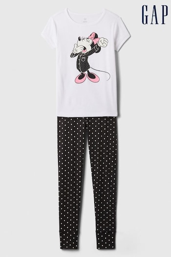 Gap Black and White Disney Minnie Mouse Organic Cotton Pyjama Set (4-13yrs) (K73815) | £25
