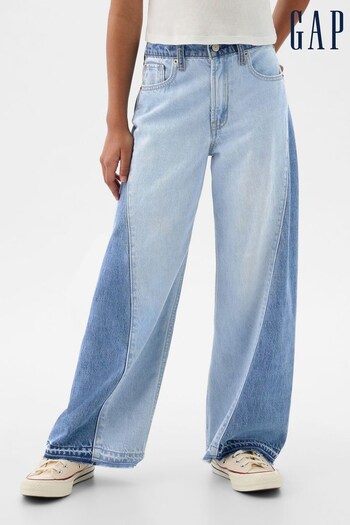 Gap Blue Wide Leg Two Tone Washwell Jeans Diamante (6-13yrs) (K73821) | £30