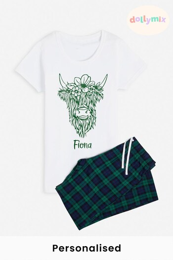 Personalised Womens Highland Cow Pyjamas by Dollymix (K73891) | £30