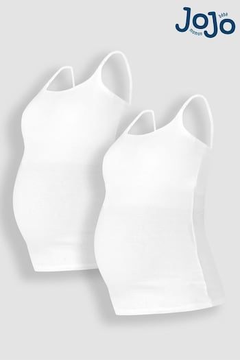 JoJo Maman Bébé White 2-Pack Maternity & Nursing Vest Tops (K73931) | £27