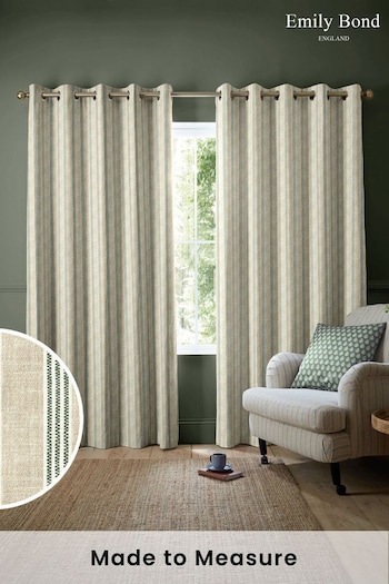 Emily Bond Fern Green George Stripe Made to Measure Curtains (K73942) | £91