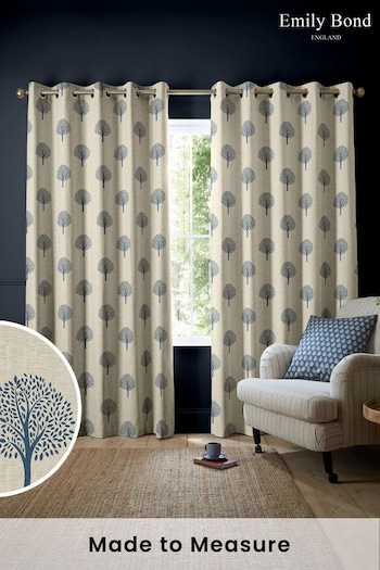 Emily Bond Navy Blue Yew Tree Made to Measure Curtains (K73997) | £91