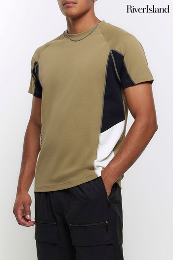 River Island Green Regular Fit Block Panel T-Shirt (K74051) | £25