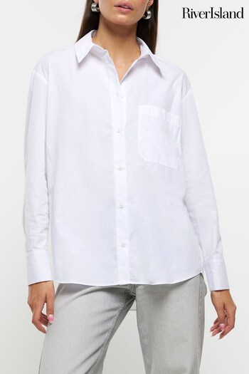 River Island White Oversized Poplin Shirt (K74096) | £25