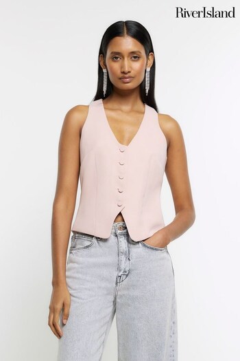 River Island Pink Button Front Clean Waistcoat (K74124) | £38