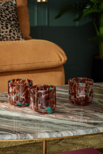 Set of 3 Brown Confetti Tea Light Holders (K74172) | £30