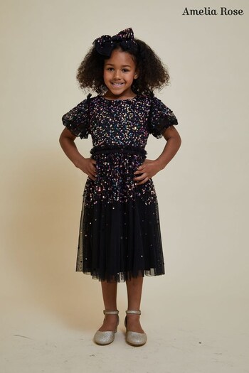 Amelia Rose Childrens Embellished Black Dress (K74180) | £55