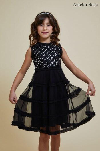 Amelia Rose Childrens Embellished Black Dress (K74181) | £55