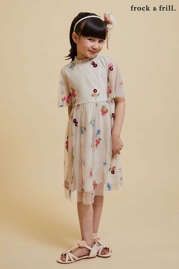 Frock and Frill Childrens Cream Embroidered Dress (K74191) | £55