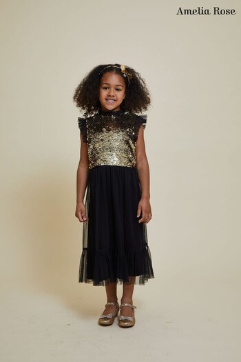 Amelia Rose Childrens Embellished Black Dress (K74199) | £50