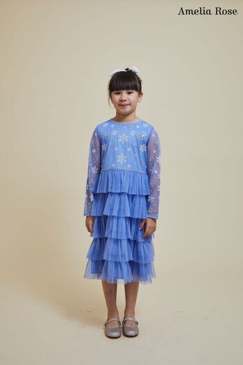 Amelia Rose Childrens Blue Embellished Dress (K74201) | £70