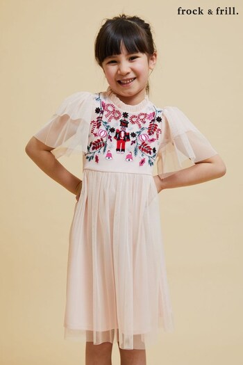 Frock and Frill Childrens Embroidered Pink Dress (K74223) | £50