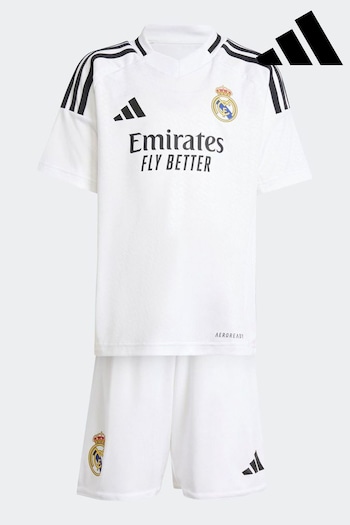 adidas White Kids Real Madrid 24/25 Home Mini Kit (K74306) | £50