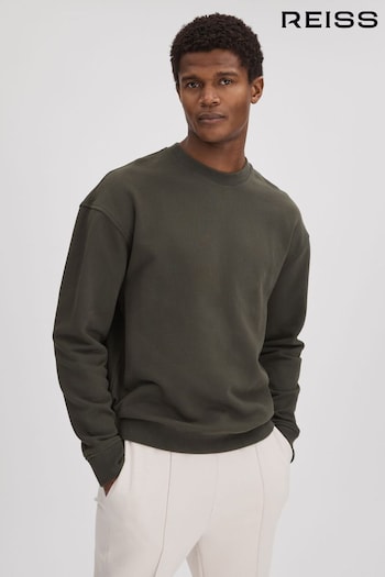 Reiss Khaki Alistar Cotton Crew Neck Sweatshirt (K74341) | £78