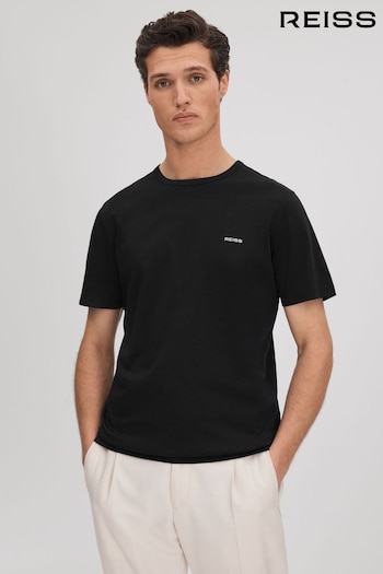 Reiss Black Russell Slim Fit Cotton Crew T-Shirt (K74350) | £48