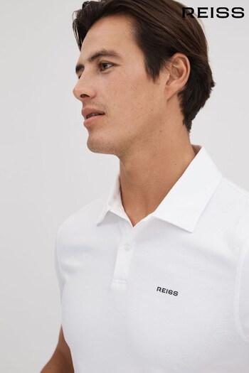 Reiss White Owens Slim Fit Cotton Polo Shirt (K74367) | £68
