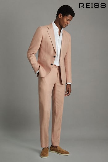 Reiss Pink Kin Slim Fit Linen Adjuster Balenciaga Trousers (K74372) | £148