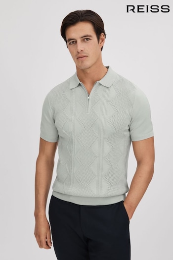 Reiss Pistachio Tropic Cotton Half-Zip unisex Polo Shirt (K74388) | £98