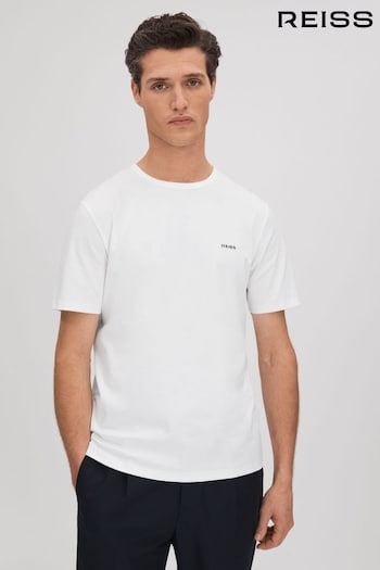 Reiss White Russell Slim Fit Cotton Crew T-Shirt (K74398) | £48