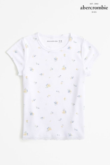 Abercrombie & Fitch Ditsy Floral Short Sleeve White T-Shirt (K74426) | £19