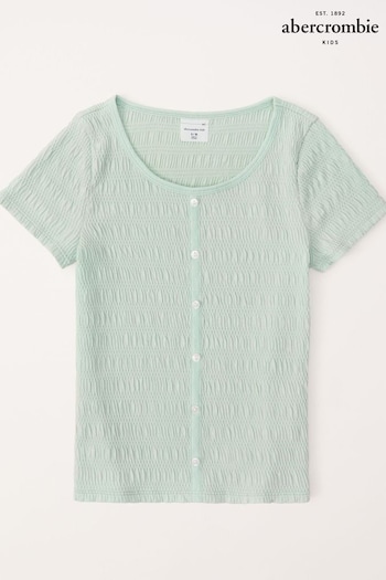 Abercrombie & Fitch Green Long Sleeve Off Shoulder Textured Top (K74448) | £15