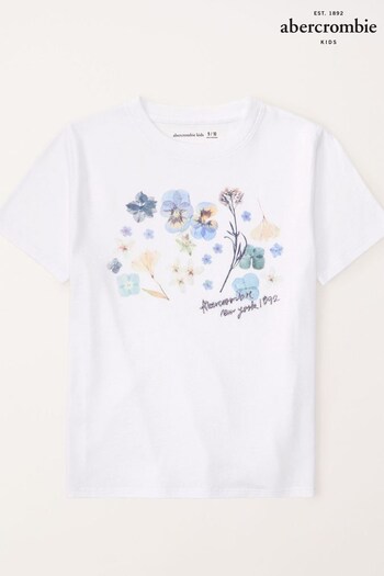 Abercrombie & Fitch Graphic Floral Print White T-Shirt (K74449) | £19