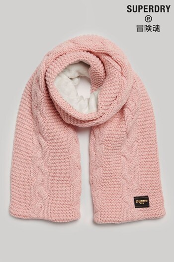 Superdry Pink Cable Knit Scarf (K74832) | £40