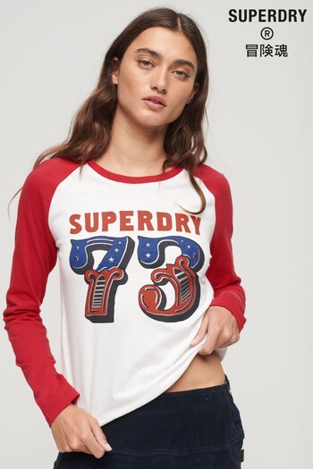 Superdry White Americana Long Sleeve T-Shirt (K74835) | £35