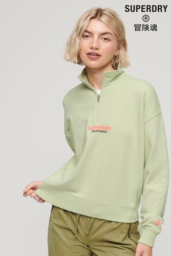 Superdry Green Sportswear Logo Boxy Half Zip Sweatshirt (K74878) | £50