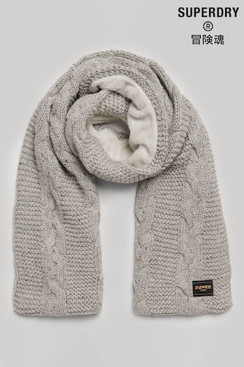 Superdry Grey Cable Knit Scarf (K74885) | £40