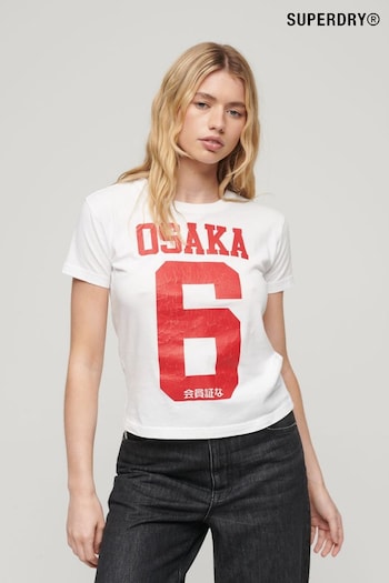 Superdry White Osaka 6 Cracked Print 90s T-Shirt (K74890) | £30