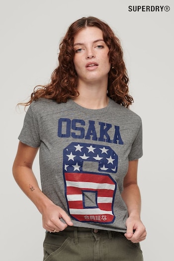 Superdry Grey Osaka 6 Flag 90s T-Shirt (K74892) | £30