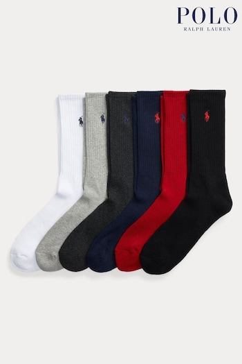 Polo mittigem Ralph Lauren Cotton-Blend Crew Socks 6-Pack (K74923) | £45