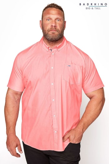 BadRhino Big & Tall Pink Short Sleeve Oxford Shirt (K74924) | £26