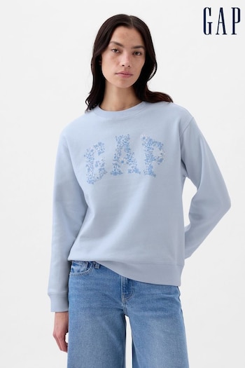 Gap Blue Logo Floral Print Fleece Sweatshirt (K74991) | £25