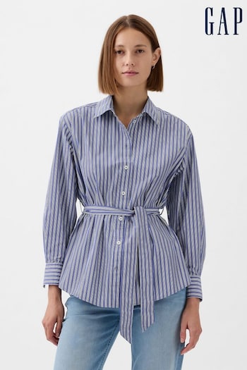 Gap Blue Stripe Organic Cotton Belted Big Shirt (K75007) | £45