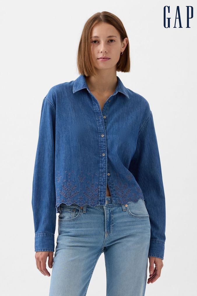 Gap denim shirt womens on sale