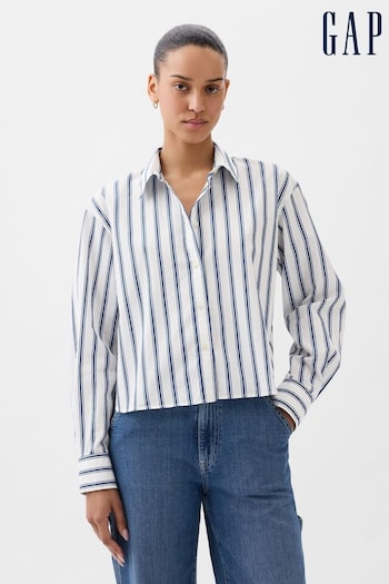 Gap White Organic Cotton Cropped Stripe Shirt (K75027) | £35