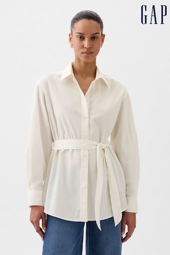 Gap White Organic Cotton Belted Big Shirt (K75030) | £45
