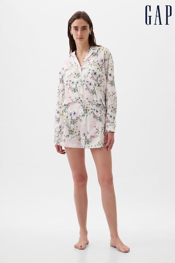 Gap White Floral Poplin Pyjama Shorts (K75055) | £25