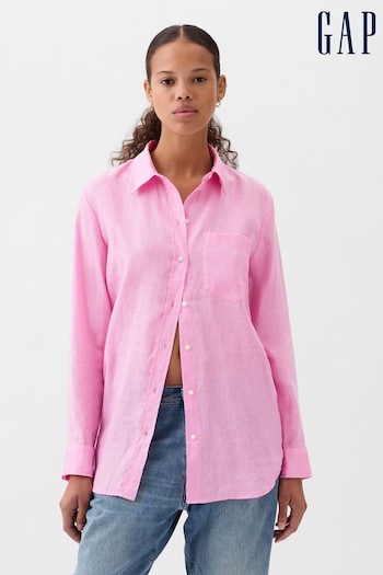Gap Sugar Pink Linen Long Sleeve Oversized Shirt (K75067) | £50