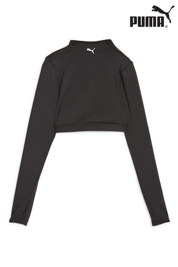 Puma print Black Womens Modest Long Sleeve Sports Bra (K75092) | £55