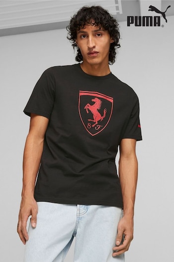 Puma Black Scuderia Ferrari Race Big Shield Mens Motorsport T-Shirt (K75140) | £45