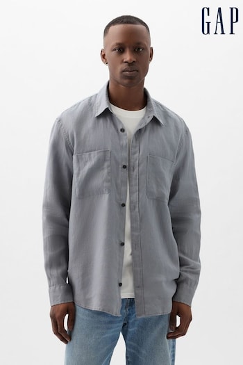 Gap Grey Linen Blend Long Sleeve Shirt (K75199) | £55