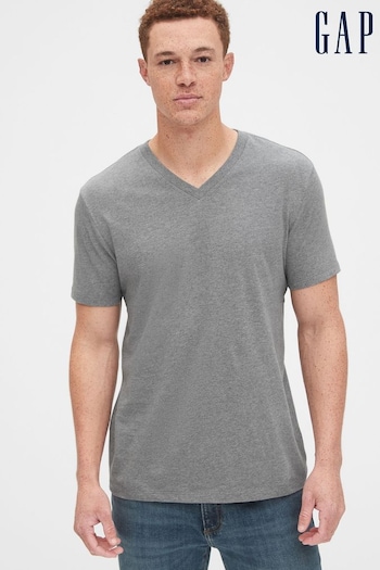 Gap Grey Classic Cotton V Neck Short Sleeve T-Shirt (K75200) | £10