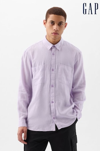 Gap Purple Linen Blend Long Sleeve Shirt (K75218) | £55