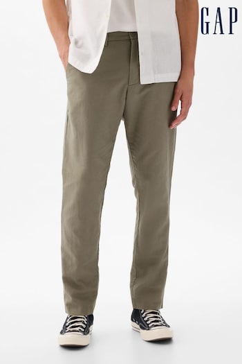 Gap Green Linen Blend Slim Fit Trousers One (K75222) | £50
