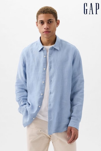 Gap Light Blue Long Sleeve Linen Cotton Shirt (K75231) | £50